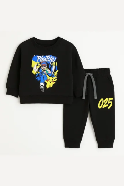 Printed Pikachu Kids Sweatshirt & Trouser With Dori Outfit Premium Quality Set