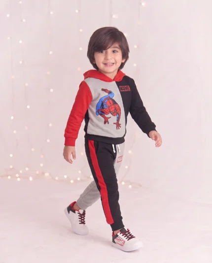 Kids Marvel Red & black Hoodie Fleece Tracksuit 2 Pcs set