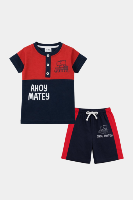 Ahoy Matey Nautical T-Shirt & Shorts Set for Boys