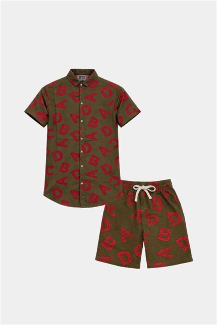 Alphabet Print Linen Shirt & Shorts Set