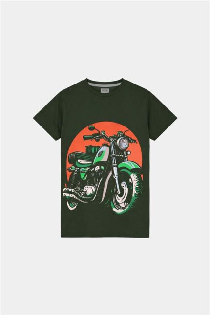 Boys Biker Graphic Summer T-Shirt – Dark Green