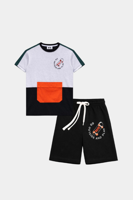 Go Outside & Play Boys Summer Outfit – Colorblock Cotton Set