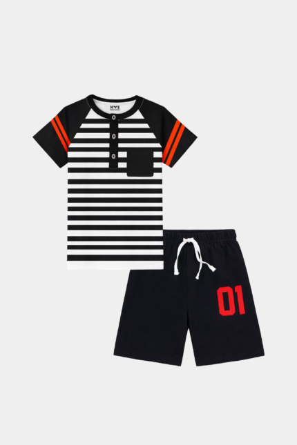 Boys' Striped Black & White Summer Co-Ord Set