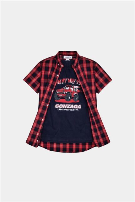 Adventure Check Double Shirt Blue Box Red & Whit Lining