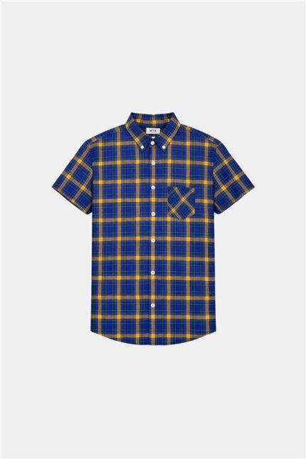 Boys' Casual Plaid Short-Sleeve Shirt – Blue & Yellow
