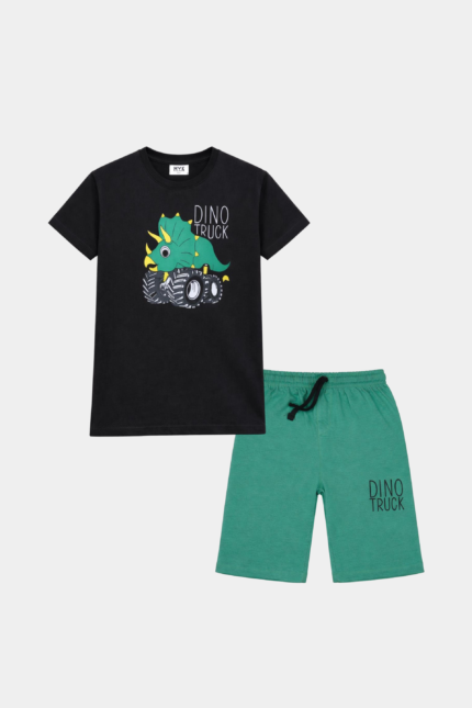 Dino Truck Summer Shorts Set for Boys