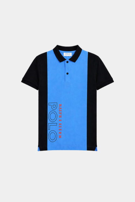 Summer Polo Shirt For KIds-Blue & Black