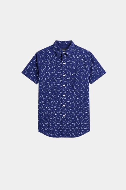 Navy Blue Geometric Printed Shirt for Boys